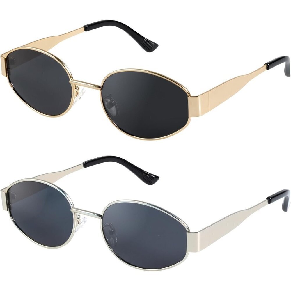 Retro Polarized Grey Silver Sunglasses UV400 Protection Oval Metal Soft Frame